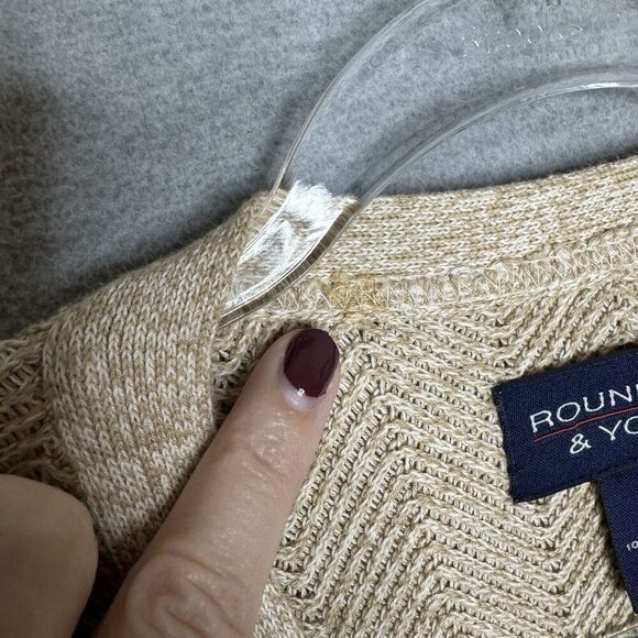 Vintage Sweater Mens Cardigan Grandpa Size LT Large‎ Tall Beige Textured Tan - Picture 4 of 6